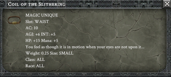 COIL OF THE SLITHERING item card